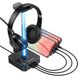 RGB Headphone Stand with USB Charger Desktop Gaming Headset Holder Hanger Gaming